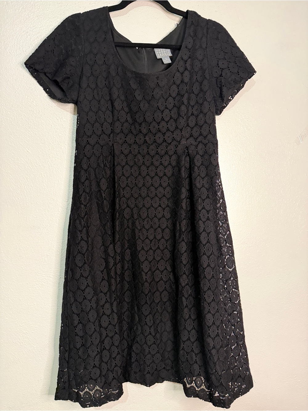 Rabbit Rabbit Rabbit Black Lace A-Line, Short-Sleeved Dress. Fully lined. Sz 10.